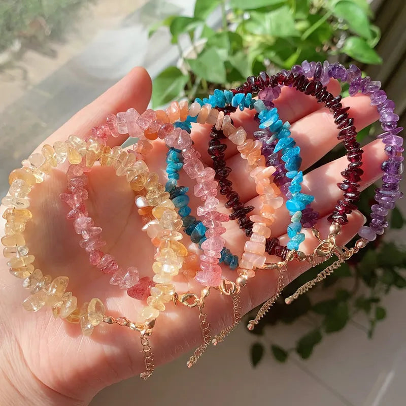 Natural Chips Gravel Stone Irregular Green Fluorite Amethysts Garnet Beads For Jewelry Making DIY Bracelet Necklace Accessories