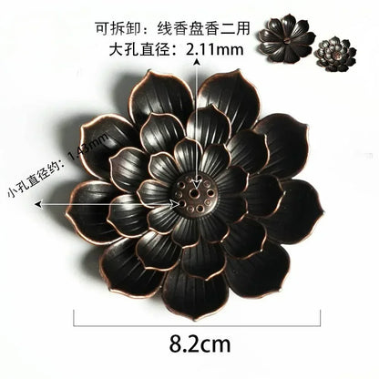 Incense Holder for Sticks Alloy Incense Burner Creative 3 levels Lotus Incense Stick Holder and Detachable Ash Catcher