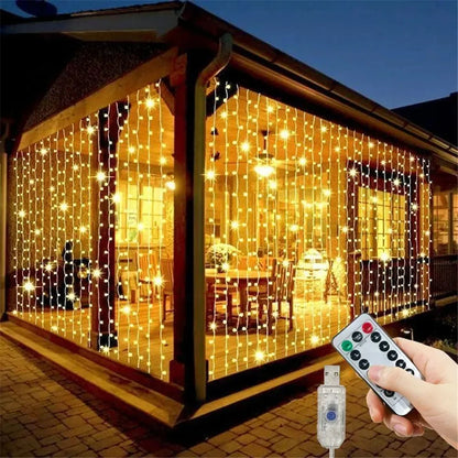 LED Curtain Lights USB Powered with Remote Control Holiday Christmas Decorations for Home Wedding Birthday Bedroom Party Lights