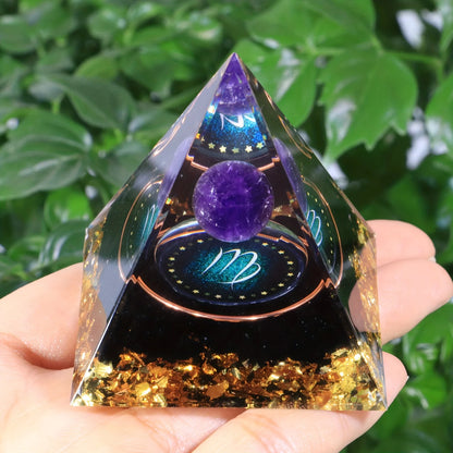 12 Zodiacs Orgone Pyramid 5cm Horoscope Healing Natural Crystal Stone Chakra Reiki Orgonite Gemstones Birthday Constellation