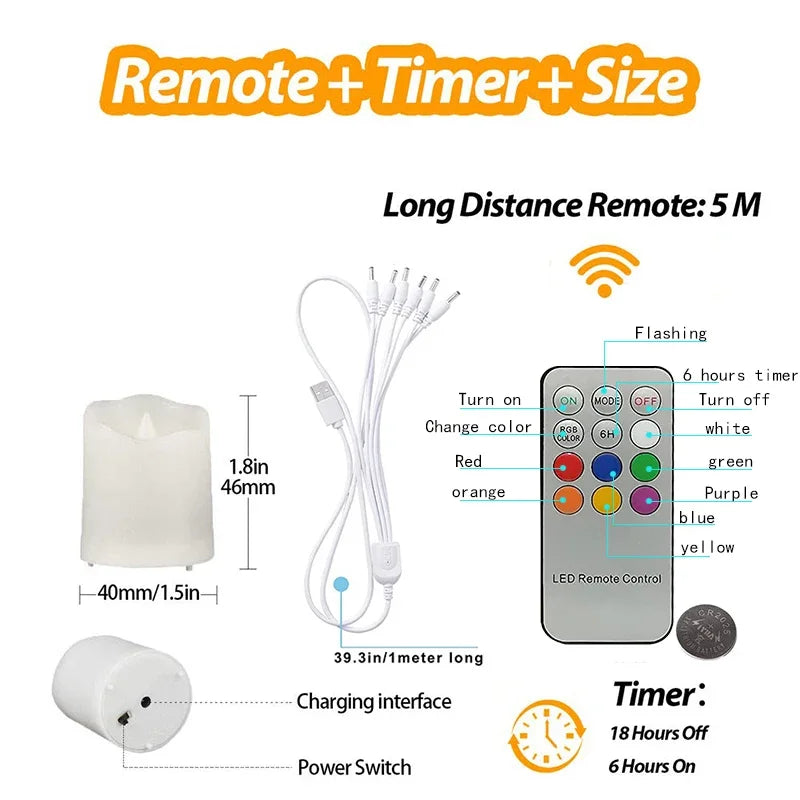 Rechargeable Led Candles Timer Remote LED Light Flameless For Wedding Room Garden Holiday Lighting Home Decor Tea Candle Lamp