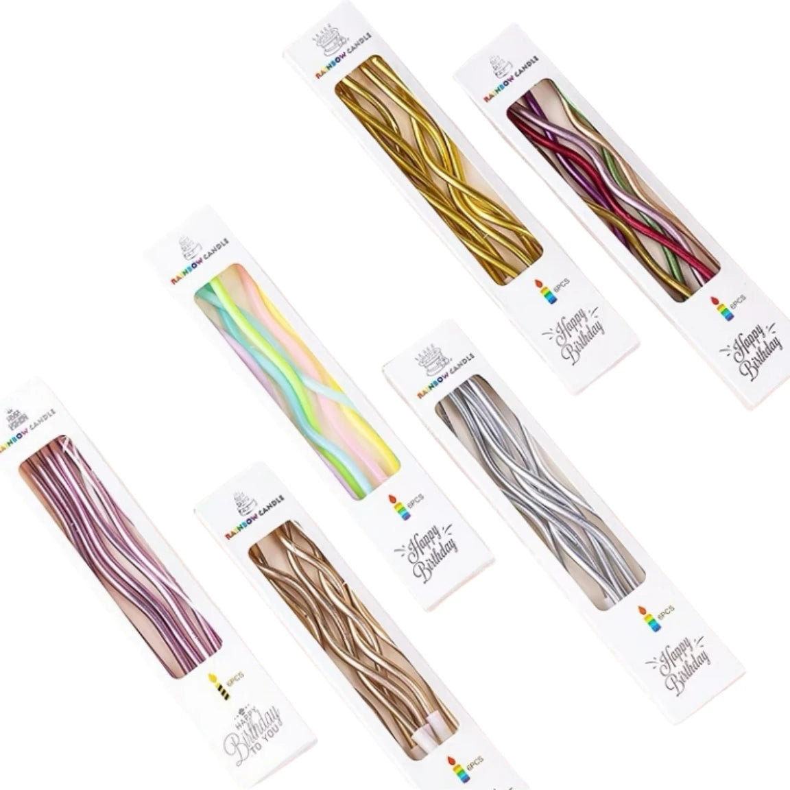 1/6boxes 15CM Curved Cake Candles Birthday Baby Shower Gender Reveal Cupcake Decorating Candle Toppers Wedding Party Decorative