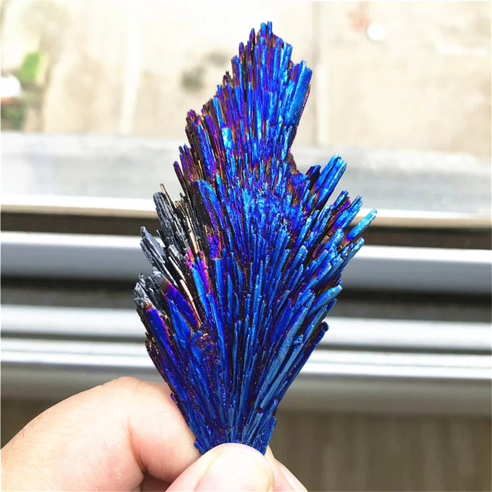 Natural Black Tourmaline Peacock Feather Electroplated Crystal Healing Reiki Mineral Specimen Rainbow Rocks Diy Home Decoration