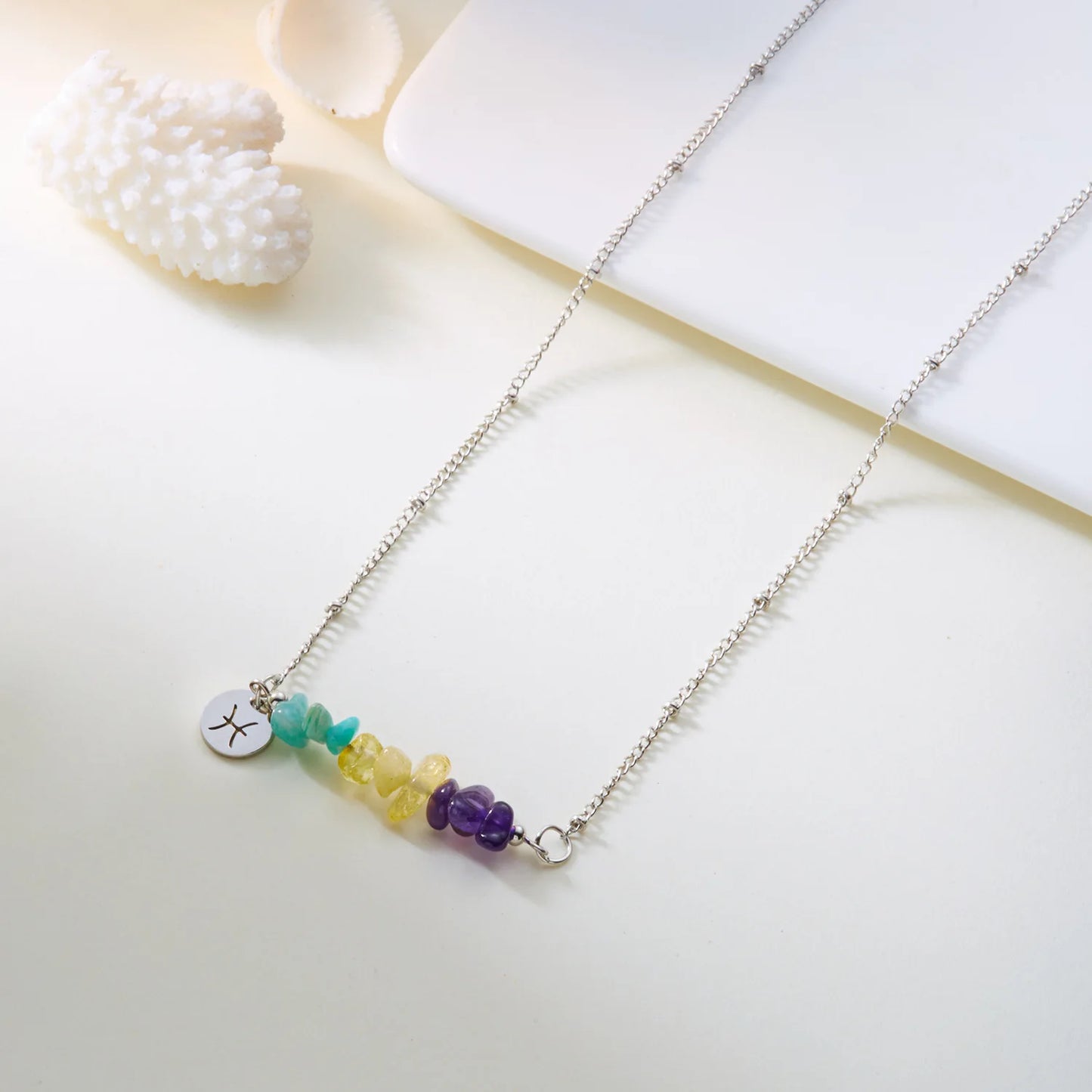 12 Zodiac Signs Constellation Charm Natural Crushed Stone Beaded Necklace for Men Women Couple Choker Virgo Leo Libra Jewelry