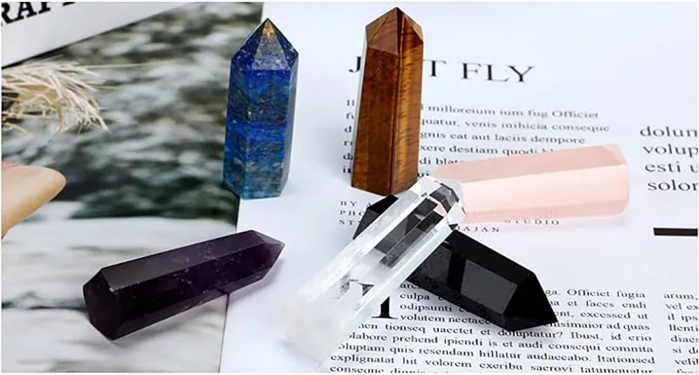 Natural Stone and Crystals Point Wand Witchcraft Rose Quartz Amethyst Home Decor Mineral Reiki Healing Stones Crafts Room Decor