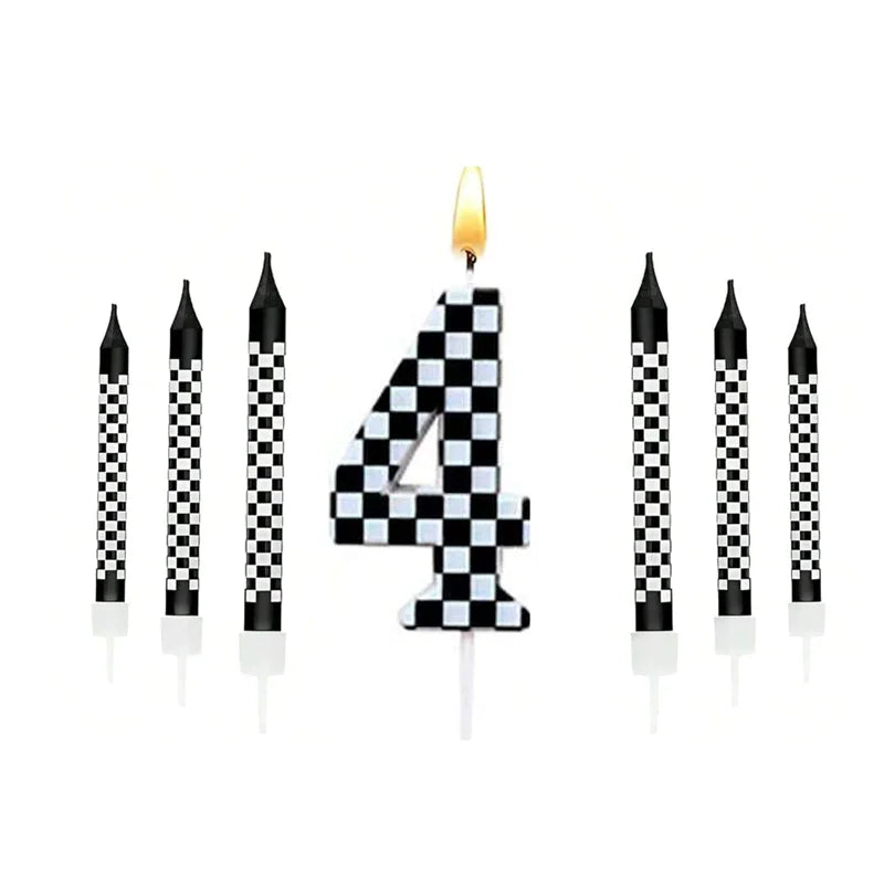 7Pcs Pixel Miner Birthday Cake Candles Topper for Pixel Theme Party Anniversary Party Video Game Party Supplies for Boys Girls