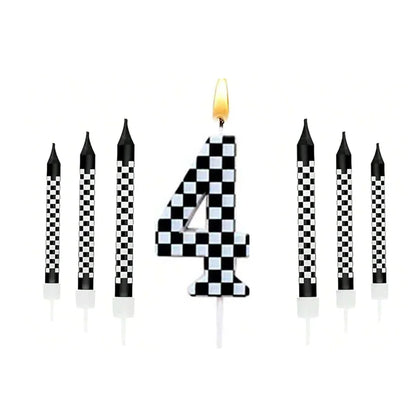 7Pcs Pixel Miner Birthday Cake Candles Topper for Pixel Theme Party Anniversary Party Video Game Party Supplies for Boys Girls