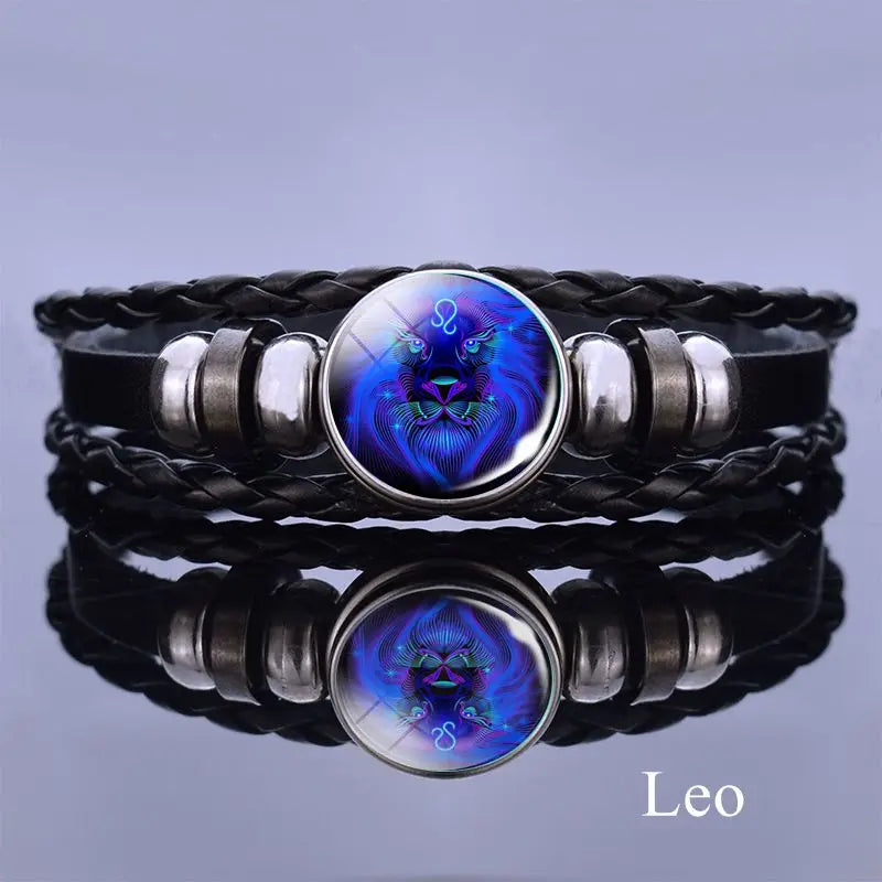 12 Zodiac Signs Constellation Charm Bracelet Men Women Fashion Multilayer Weave leather Bracelet & Bangle Birthday Gifts