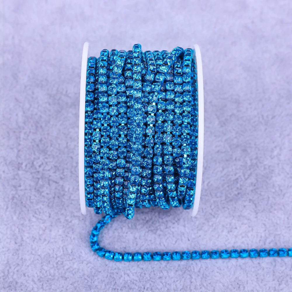 Crystal 10 Yard Rhinestones Trim Stone Cup Chain Gold Diamond Strass Decorative Applique Crystal Trimmings For Dresses