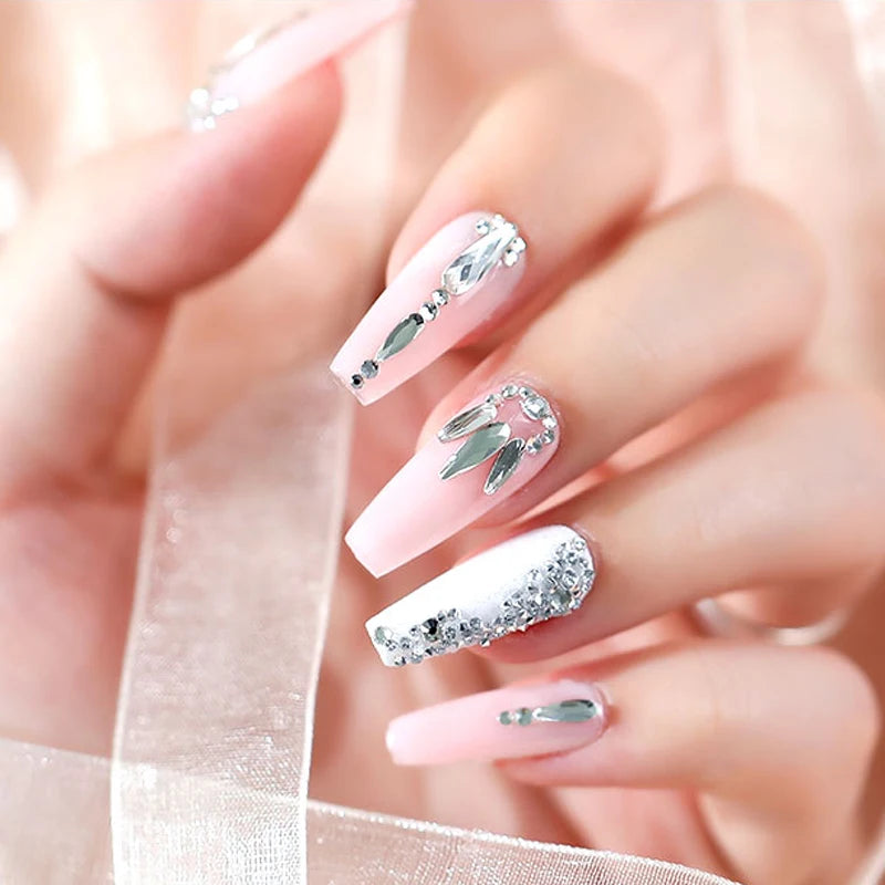 12 Grids Clear Mixed Sizes Nail Art Rhinestones Crystal 3D Glitter Non Hotfix Diamond Decoration Nail Parts Accessories