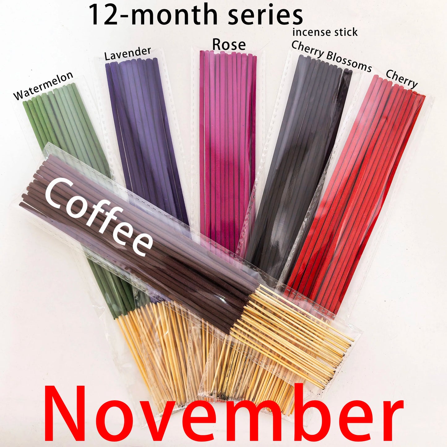 6 Sets of Approximately 126 High-Quality Incense Sticks - Including Shrubs, Lavender, Lemongrass, Dragon's Blood, Rose, Jasmine, Cherry Blossom, Suitable for Purification, Yoga Meditation, and Home Use - Perfect Gift with Lon