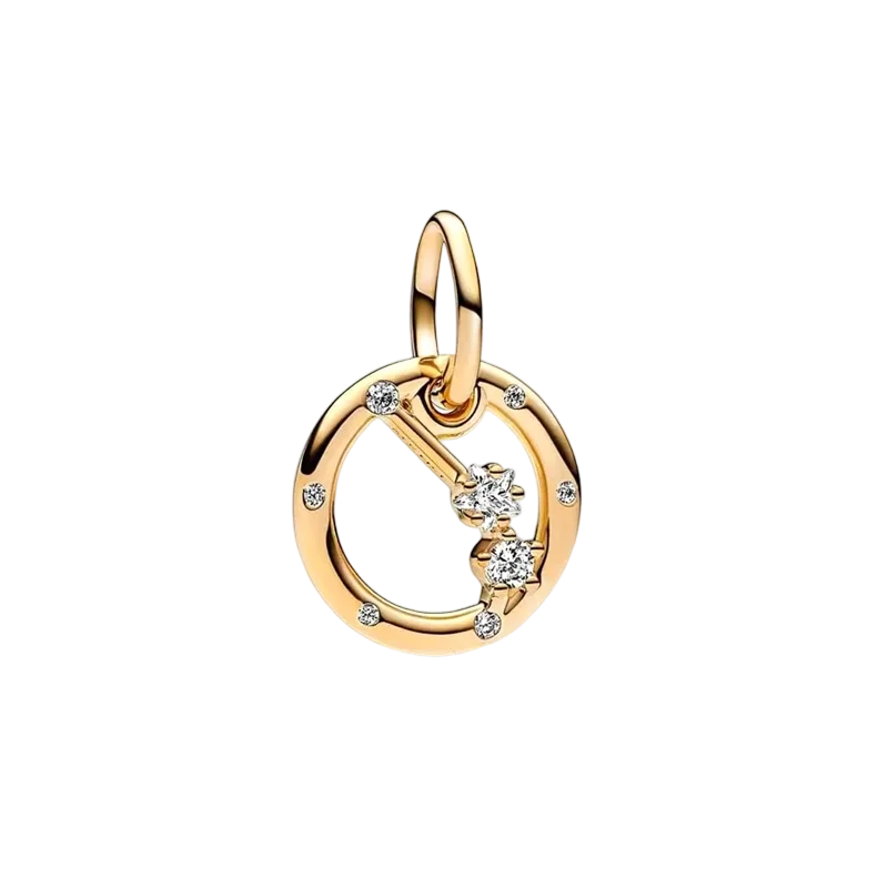 Plaqué or étincelant 12 signes du zodiaque breloque perles pendentif ajusté Original Bracelet en argent perles de collier pour bricolage bijoux femmes cadeau