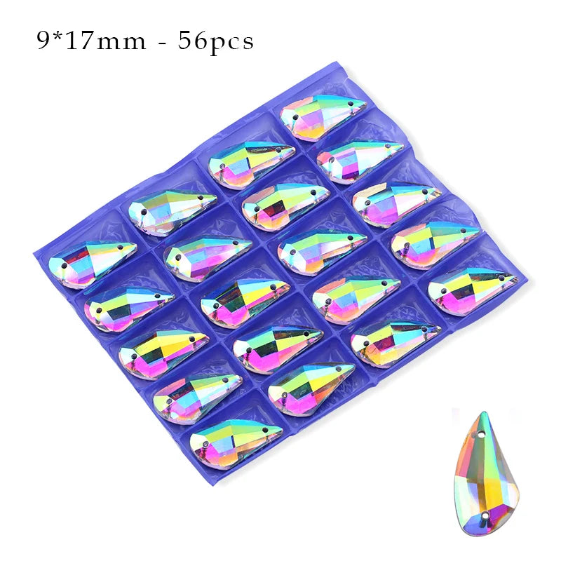 Crystal AB Ordinary Crystal Glass Sewing Rhinestones Sew On Flatback Rhinestone Wedding Dress Accessories DIY Garment Making