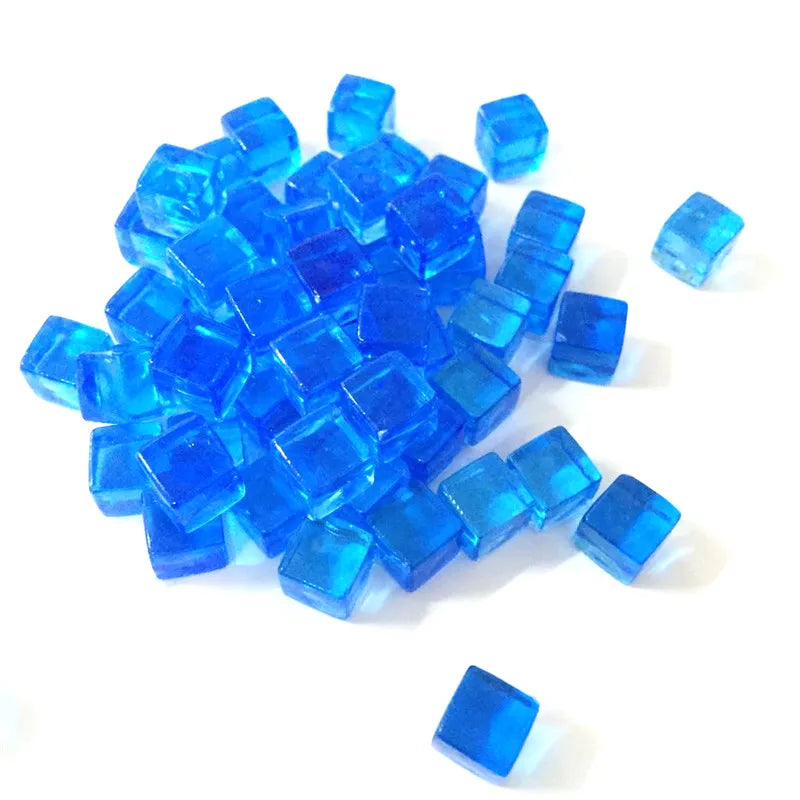 50Pcs/Set 25colors 8mm cube Clear Solid Transparent Square Colorful Crystal Dice Chess Piece Right Angle Sieve For Puzzle Game