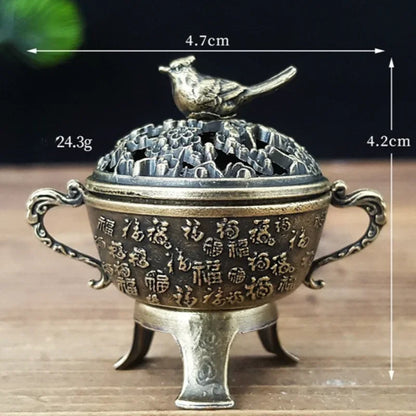 Ancient Style Magpie Lucky Incense Burner Metal Lotus Incense Burner Bowl Incense Holder With Handle Yoga Meditation Home Decor