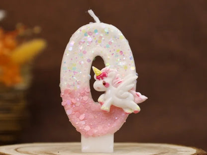 Nến Sinh Nhật Vui Vẻ Nến Số 0-9 Nến Sinh Nhật Kỳ Lân Hồng Trang Trí Bánh Nến Tiệc Sinh Nhật Trẻ Em