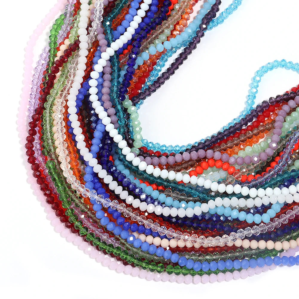 1Strand/Lot 3 4 6 8 10mm Rondelle Flat Faceted Crystal Beads Glass Spacer Beads For DIY Crafts Ornament Making Handmade Accesso