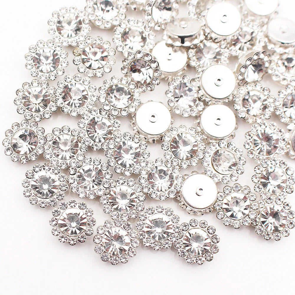 8mm-12mm Sunflower Sewing Claw Rhinestones Crystals Glass Beads Buttons Stones Sew On Rhinestone for Clothes Sewing Accessories