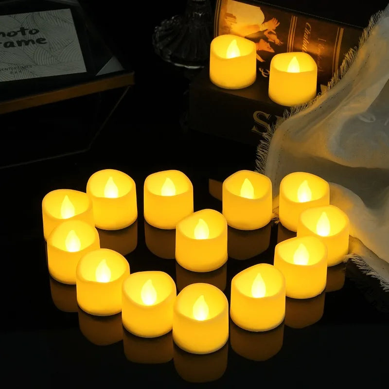 Flickering LED Ivory Electronic Candle, Flameless Tealight Candle,Battery Operated LED Tealight Candle, Ideal for Weddings, Ta