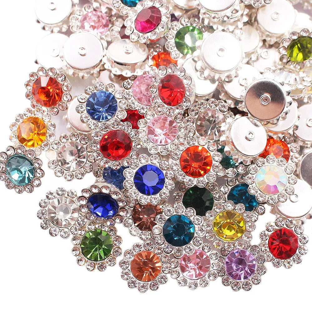 8mm-12mm Sunflower Sewing Claw Rhinestones Crystals Glass Beads Buttons Stones Sew On Rhinestone for Clothes Sewing Accessories