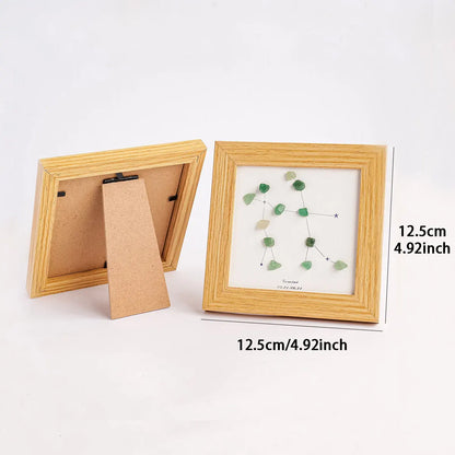 1 cadre photo en gravier de cristal naturel du zodiaque, décor de maison, fresque, ornements de bureau, accessoires de bricolage