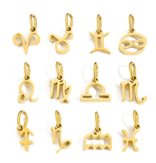 12 signes du zodiaque Pendentif Accessoires Collier Constellation en Acier Inoxydable Cadeau d'Anniversaire