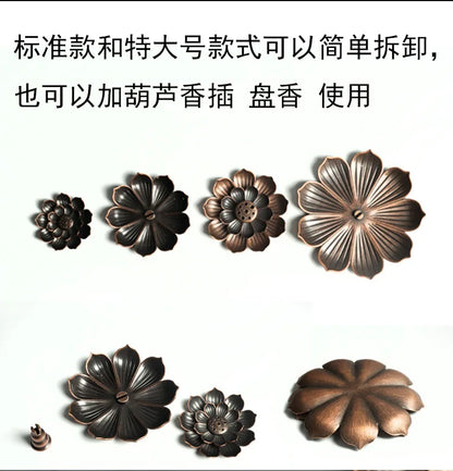 Incense Holder for Sticks Alloy Incense Burner Creative 3 levels Lotus Incense Stick Holder and Detachable Ash Catcher