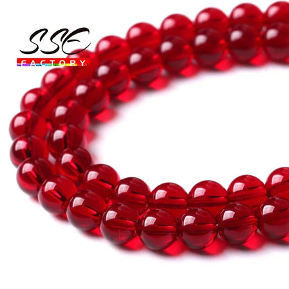 Garnet Glass Crystal Beads Wholesale Red Glass Round Loose Stone Beads For Jewelry Making DIY Bracelet Necklaces Accessories 15"