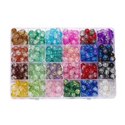 4 6 8 10mm Cracked Crystal Beads High-Quality Dual Color Glass Beads Snow Crack Crystal Beads for Jewelry Making DIY Bracelet