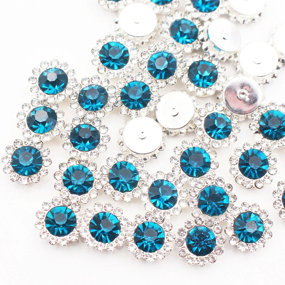 8mm-12mm Sunflower Sewing Claw Rhinestones Crystals Glass Beads Buttons Stones Sew On Rhinestone for Clothes Sewing Accessories