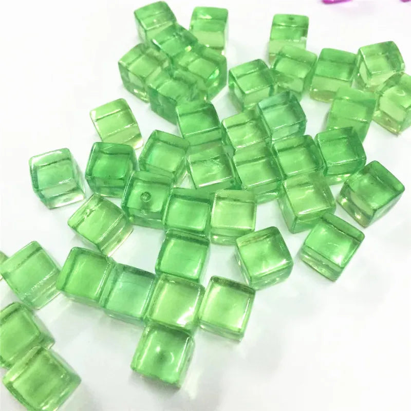 50Pcs/Set 25colors 8mm cube Clear Solid Transparent Square Colorful Crystal Dice Chess Piece Right Angle Sieve For Puzzle Game