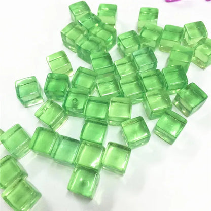 50Pcs/Set 25colors 8mm cube Clear Solid Transparent Square Colorful Crystal Dice Chess Piece Right Angle Sieve For Puzzle Game