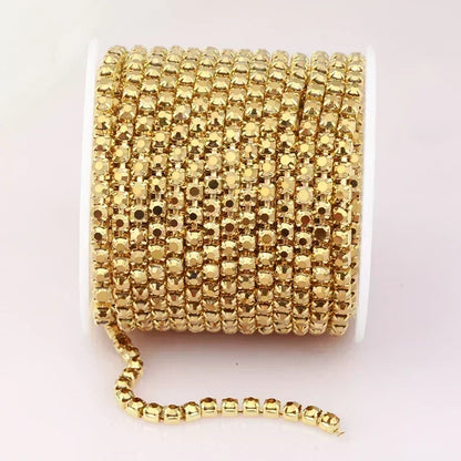 PEESOM SS6-SS18 Crystal Rhinestone Cup Chain Sew on Glass Rhinestone Trim Chain Glue On Colorful Crystal Cup Chain for DIY Craft