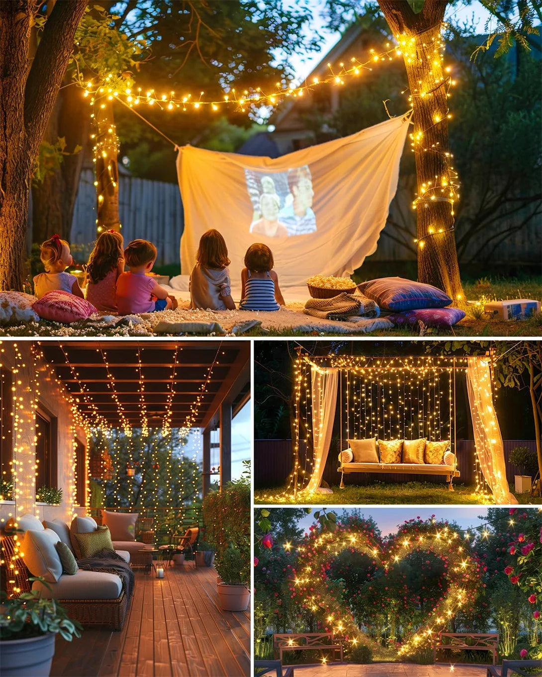 Dây Đèn Led Năng Lượng Mặt Trời Ngoài Trời Hình Pháo Hoa, Dây Đèn Đồng 8 Chế Độ Dùng Trang Trí Đám Cưới Cắm Trại Giáng Sinh