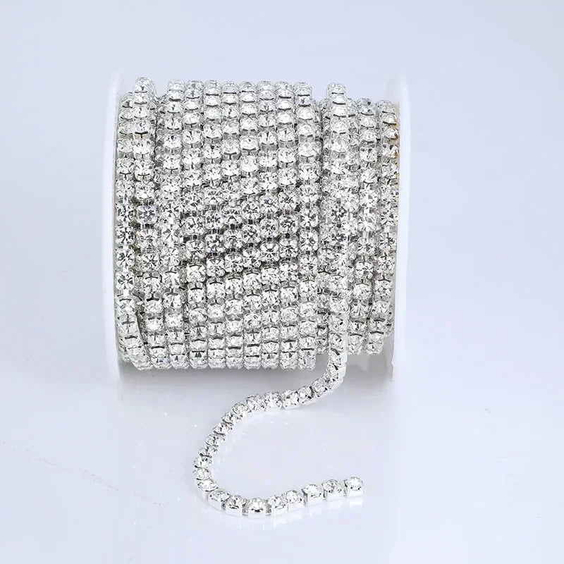 PEESOM SS6-SS18 Crystal Rhinestone Cup Chain Sew on Glass Rhinestone Trim Chain Glue On Colorful Crystal Cup Chain for DIY Craft