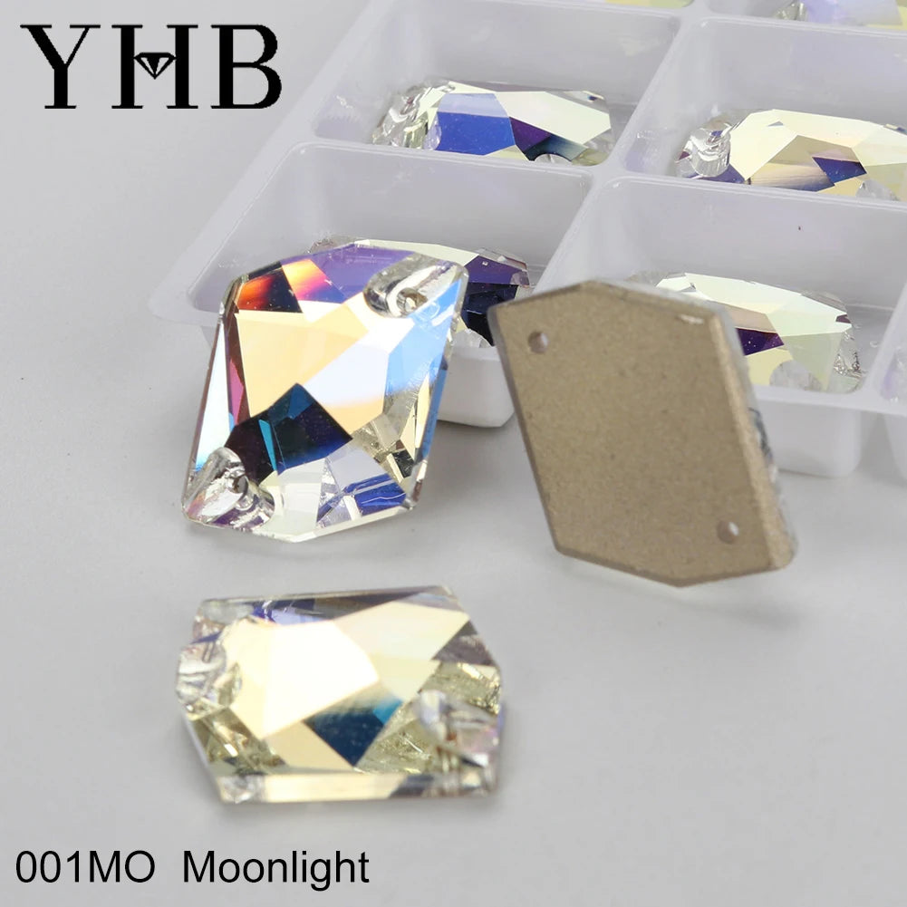 YHB Top Quality Cosmic Glass Crystal AB Moonlight Sewing Stones Flatback Sew on Rhinestones For Garment Clothes Bags