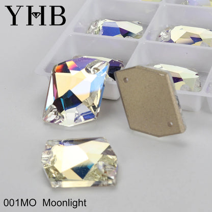 YHB Top Quality Cosmic Glass Crystal AB Moonlight Sewing Stones Flatback Sew on Rhinestones For Garment Clothes Bags