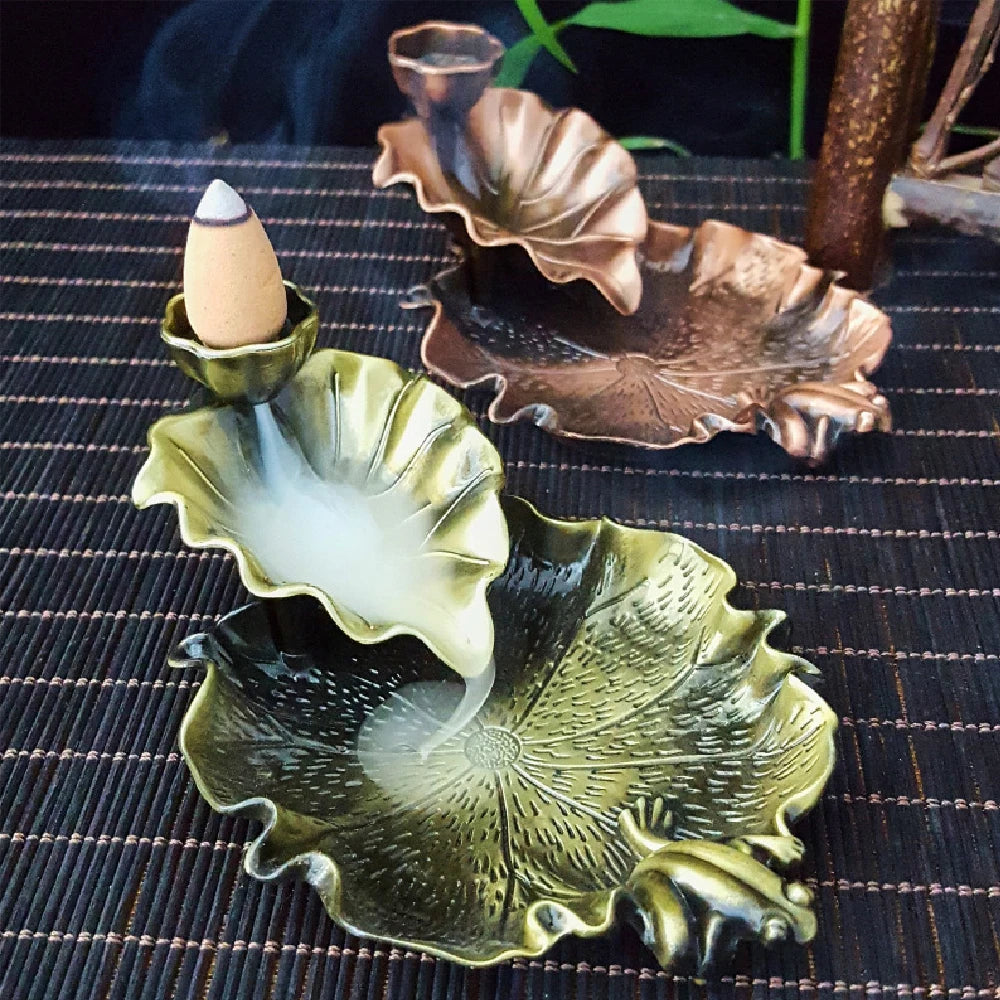 Incense Waterfall, Incense Cone Burner Frog or Fish Backflow Insense Burner Metal Incense Burner Aromatherapy Ornament Home Yoga