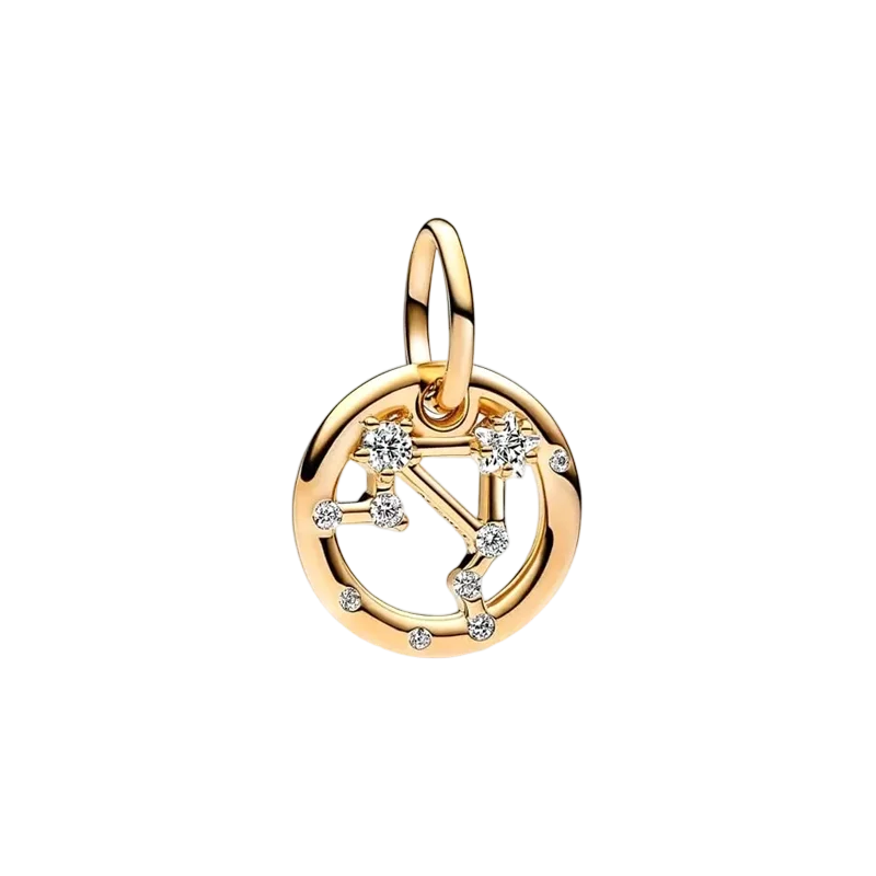 Plaqué or étincelant 12 signes du zodiaque breloque perles pendentif ajusté Original Bracelet en argent perles de collier pour bricolage bijoux femmes cadeau