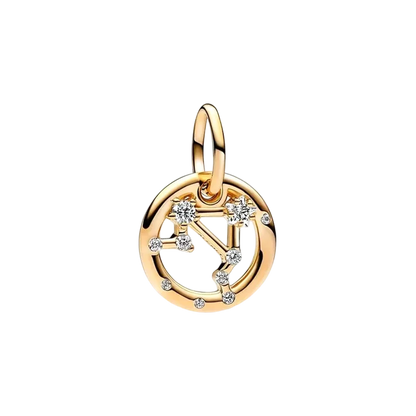 Plaqué or étincelant 12 signes du zodiaque breloque perles pendentif ajusté Original Bracelet en argent perles de collier pour bricolage bijoux femmes cadeau