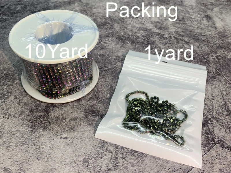 Rhinestones Chain Roll Tassel 1/10Yard Crystal Ribbon Strass Banding Sew On Gold Rhinestone Trim Strip Cup Chains For Needlework