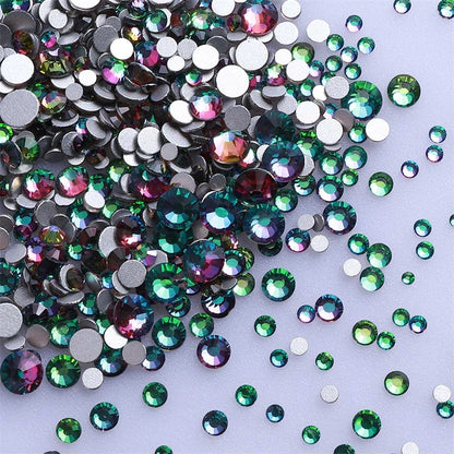 1440Pcs Mix Size Glass Flatback Rhinestone Glitter Crystal AB Round Diamond Non Hotfix Glue On Stone for DIY Nail Art Decoration