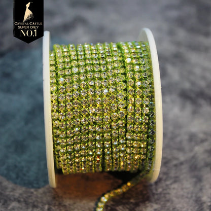 Rhinestones Chain Roll Tassel 1/10Yard Crystal Ribbon Strass Banding Sew On Gold Rhinestone Trim Strip Cup Chains For Needlework