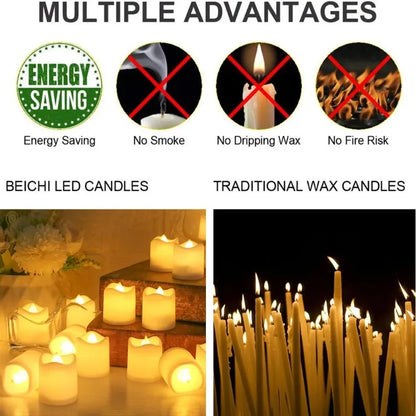 Flickering LED Ivory Electronic Candle, Flameless Tealight Candle,Battery Operated LED Tealight Candle, Ideal for Weddings, Ta