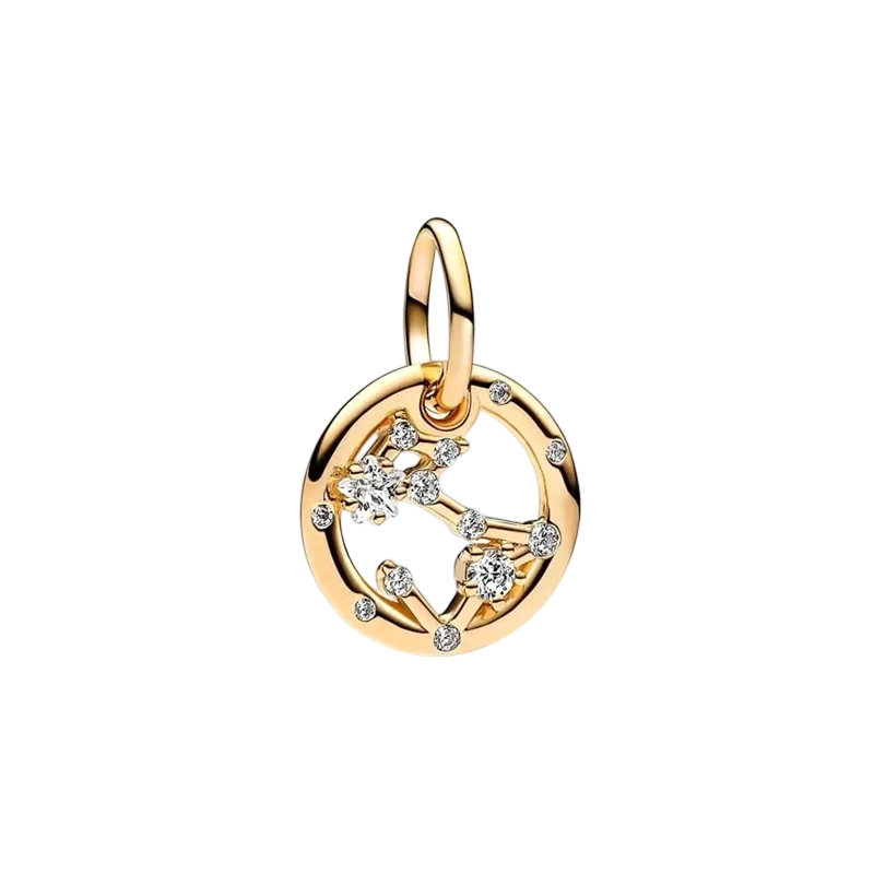 Plaqué or étincelant 12 signes du zodiaque breloque perles pendentif ajusté Original Bracelet en argent perles de collier pour bricolage bijoux femmes cadeau