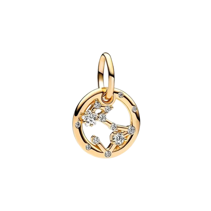 Plaqué or étincelant 12 signes du zodiaque breloque perles pendentif ajusté Original Bracelet en argent perles de collier pour bricolage bijoux femmes cadeau