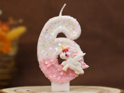 Nến Sinh Nhật Vui Vẻ Nến Số 0-9 Nến Sinh Nhật Kỳ Lân Hồng Trang Trí Bánh Nến Tiệc Sinh Nhật Trẻ Em