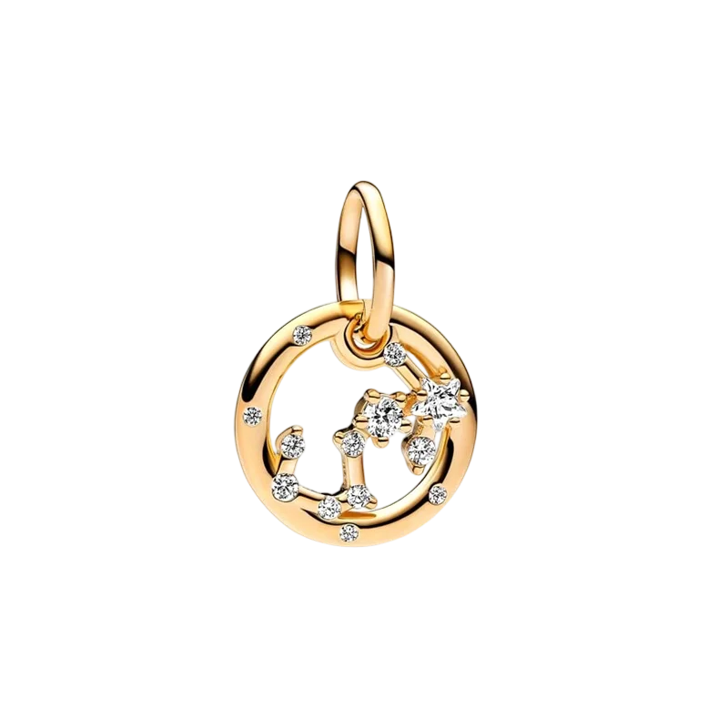 Plaqué or étincelant 12 signes du zodiaque breloque perles pendentif ajusté Original Bracelet en argent perles de collier pour bricolage bijoux femmes cadeau