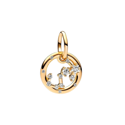 Plaqué or étincelant 12 signes du zodiaque breloque perles pendentif ajusté Original Bracelet en argent perles de collier pour bricolage bijoux femmes cadeau