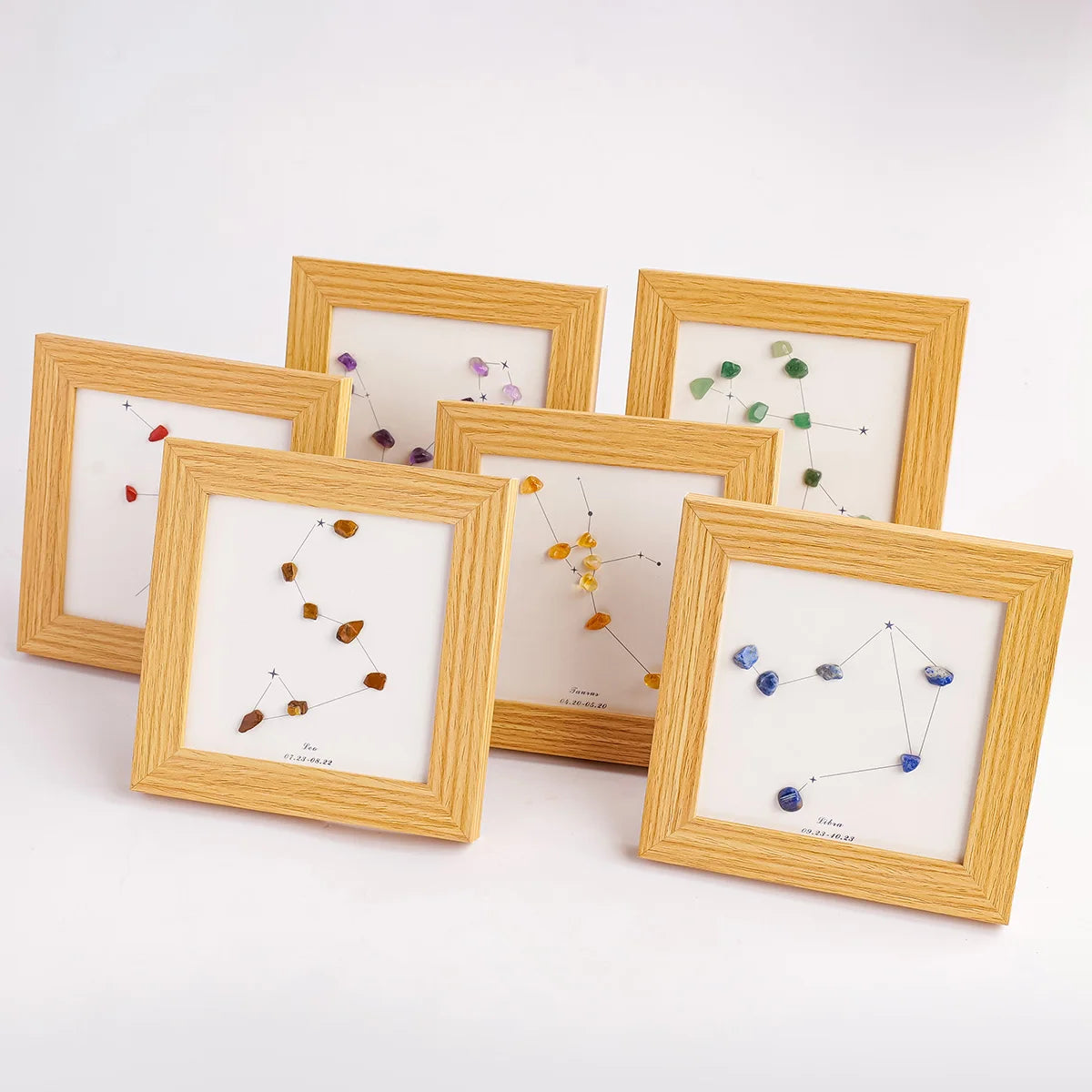 1 cadre photo en gravier de cristal naturel du zodiaque, décor de maison, fresque, ornements de bureau, accessoires de bricolage